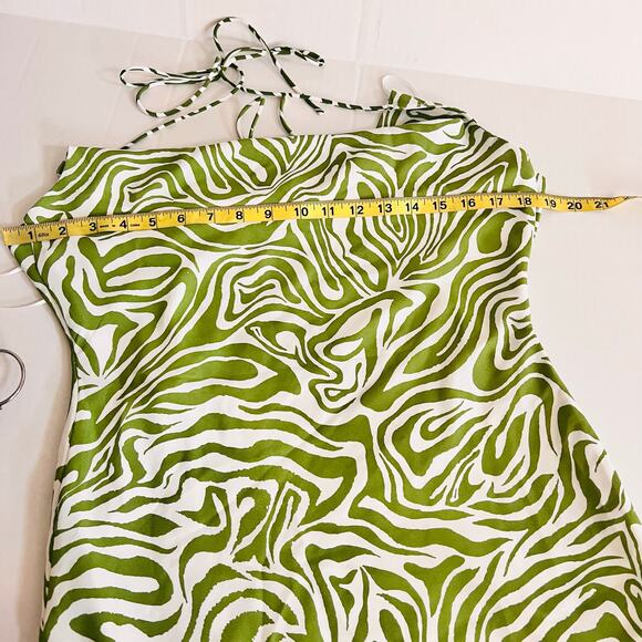 Le Lis Printed Halter Tie Back Mini Dress Size S Small NWT Green Cream - Picture 6 of 8